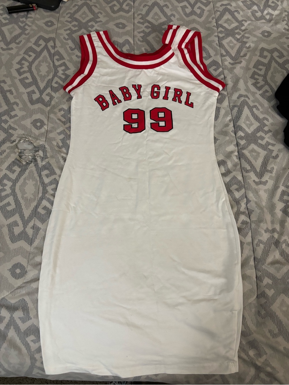 SHEIN White & Red 'Baby Girl 99' Women’s Dress